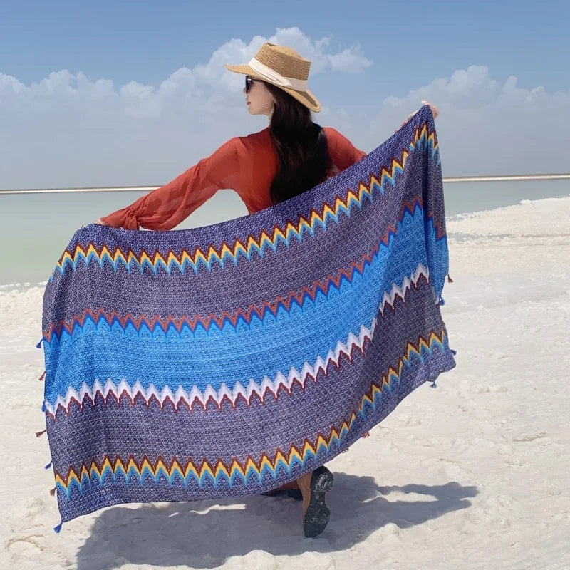 17 Styles 90x180cm Travel Beach Sunscreen Scarve Bikini Large Shawl Sarong Wrap Scarf Women Brazilian Swimsuit Bathing Cover-ups - Seprincess