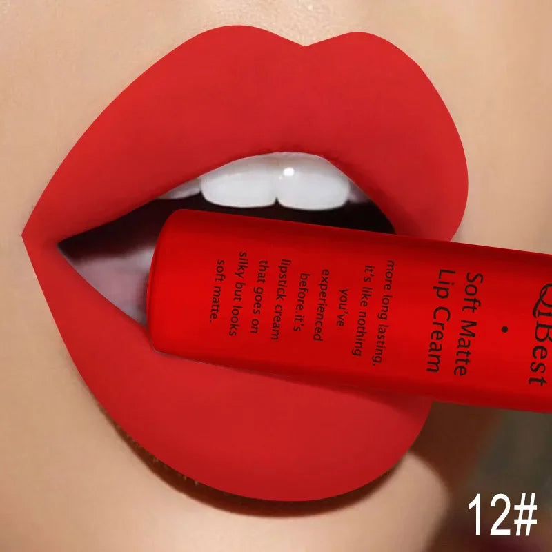 New Velvet Matte Lip Gloss Sexy Dark Red Moisturizing Liquid Lipstick Waterproof Long Lasting Non-stick Cup Lips Pigments Makeup