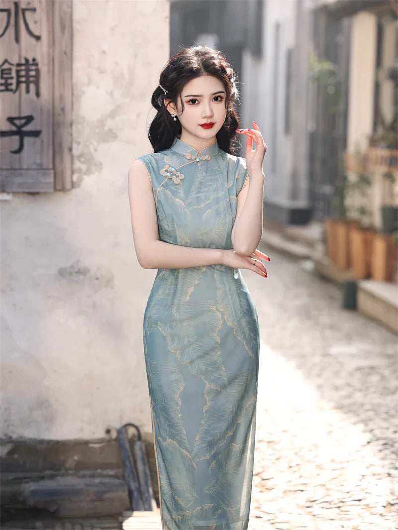 Lady Chinese Style Flower Print Qipao Women Traditional Retro Vintage Cheongsam Elegant Wedding Evening Dress Bodycon Vestidos - Seprincess