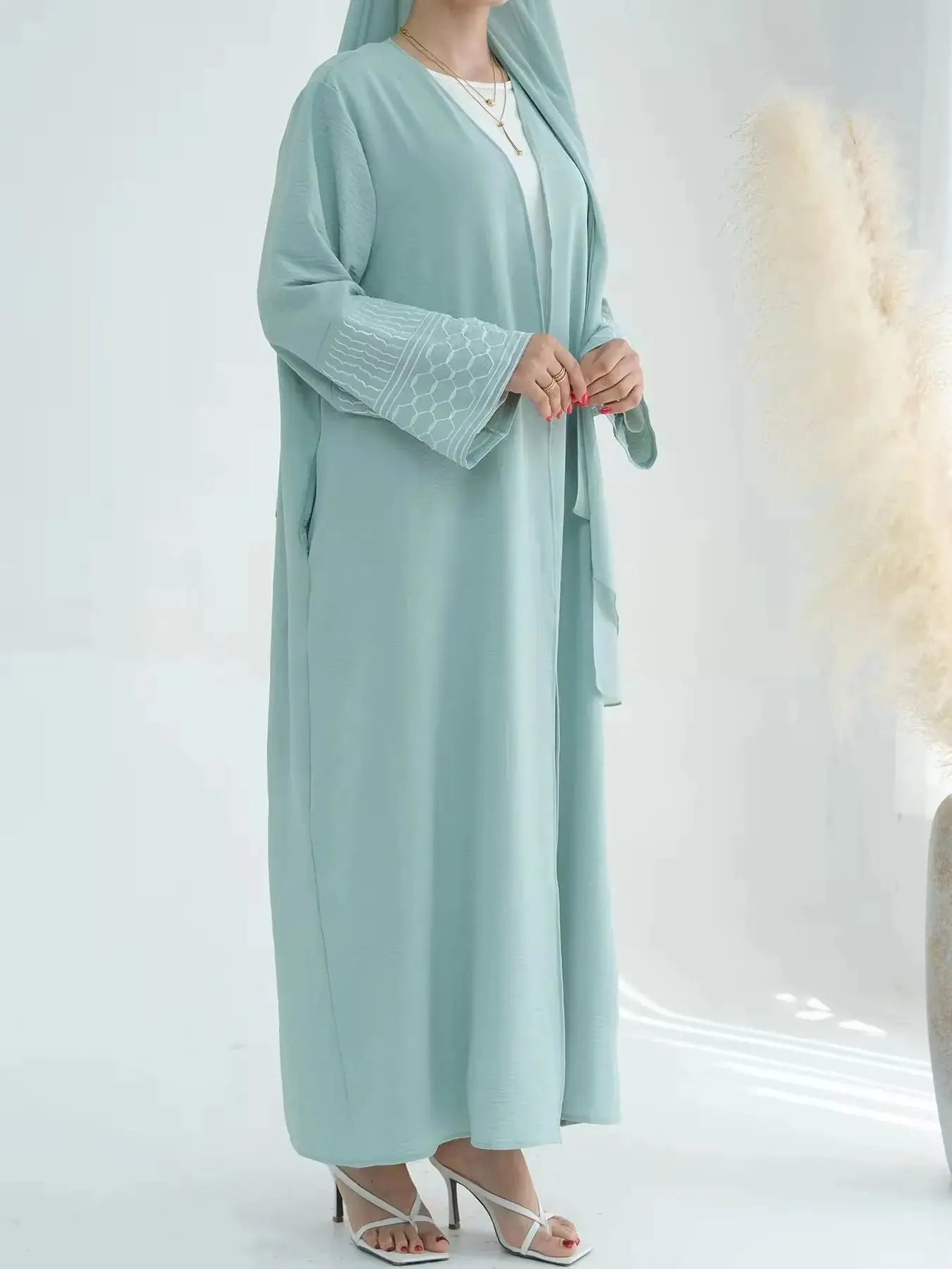 Fashion Embroidery Kimono Oversized Muslim Robe abaya syari female full length Taseel Muslim abaya Worship Service abayas wy1969 - Seprincess