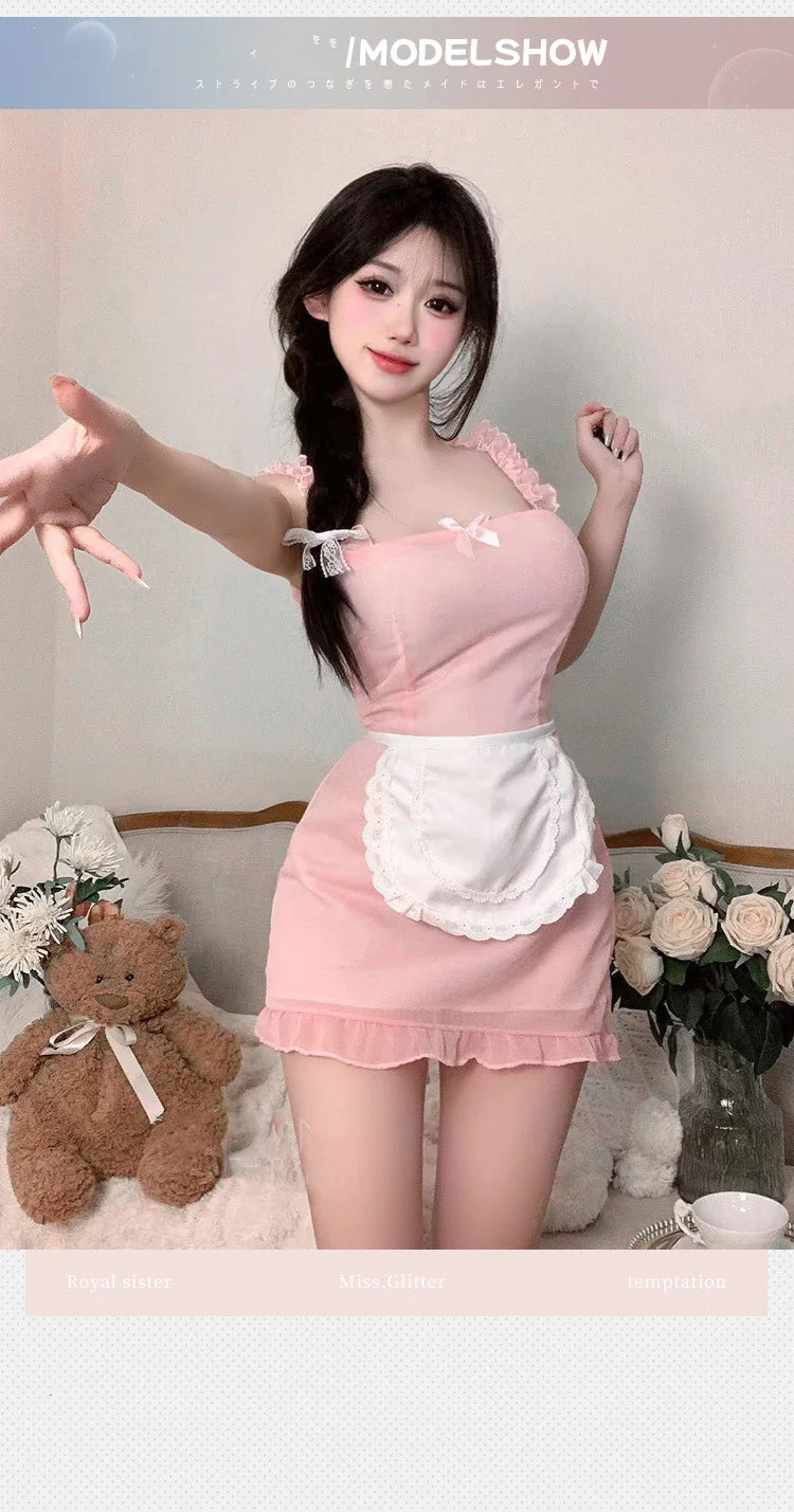 Dress Lace lace tight fitting maid outfit uniform seductive bag hip skirt Women's dress traffic store Party dress - Seprincess