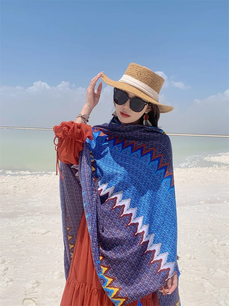 17 Styles 90x180cm Travel Beach Sunscreen Scarve Bikini Large Shawl Sarong Wrap Scarf Women Brazilian Swimsuit Bathing Cover-ups