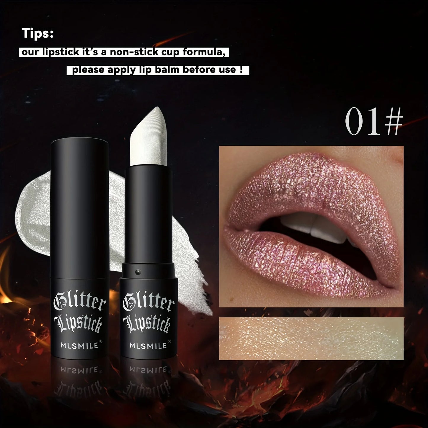 7 Colors Glitter Lipstick Hydrating Sparkling Shine Lip Color Nonstick Highly Pigmented Formula Gives Metallic Finish Lip Makeup - Seprincess