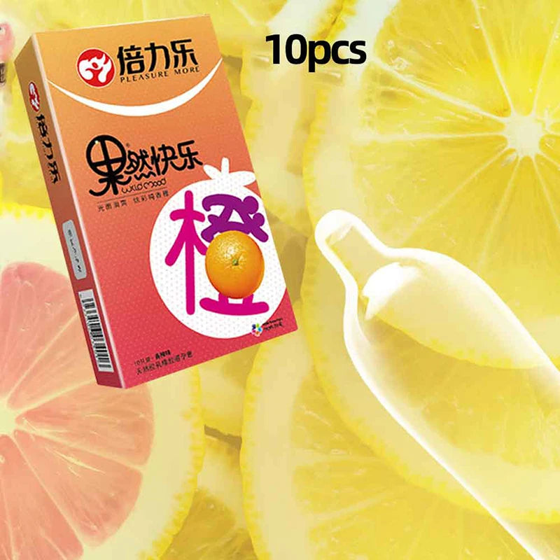 52mm Condoms Penis Sleeve Fruit Flavor 10 Pack Natural Latex Condoms Extra Lubricated Six Styles Adult Safer Sex Health Toys - Seprincess