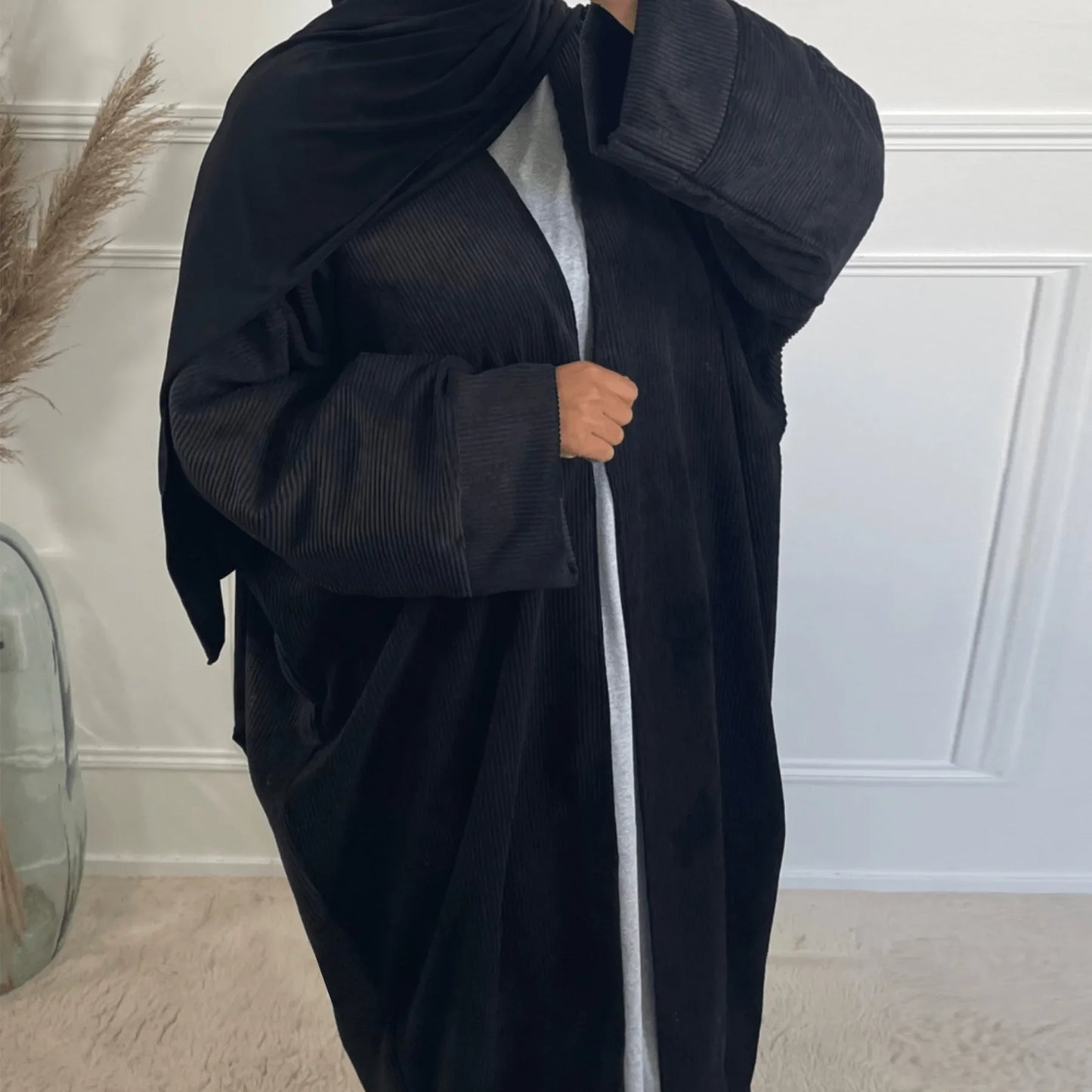 Warm Winter Abayas Muslim Women Corduroy Abaya 2023 New Modest Dress Thicked Solid Color Long Robe Female Islam Clothing - Seprincess