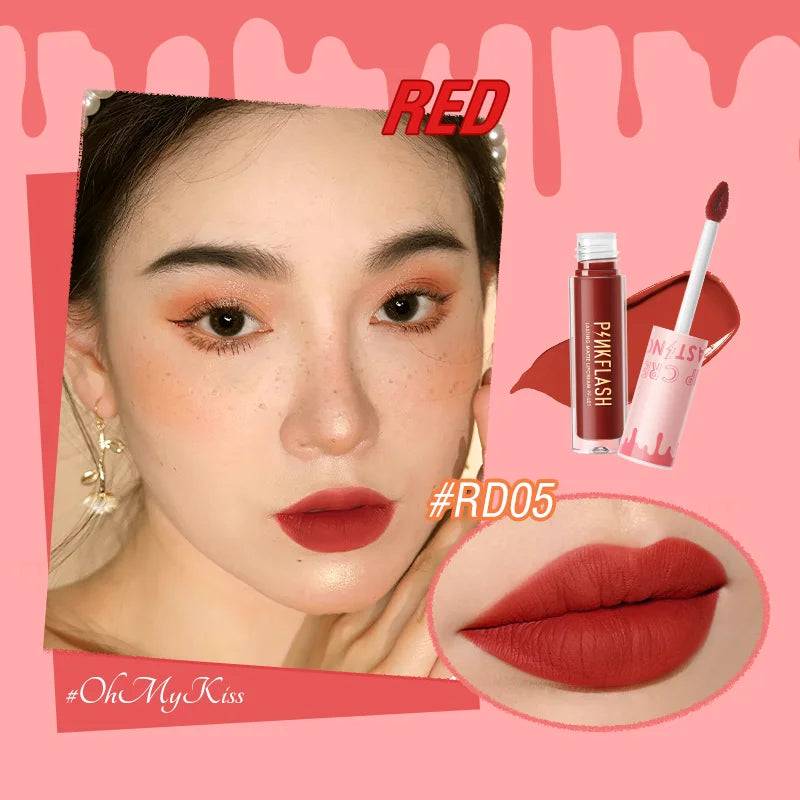 PINKFLASH Wholesale Matte Lipstick Soft Red Nude Pink Melting Lip Cream Waterproof Makeup Lipgloss Not Fade Lip Mud Lip Tint