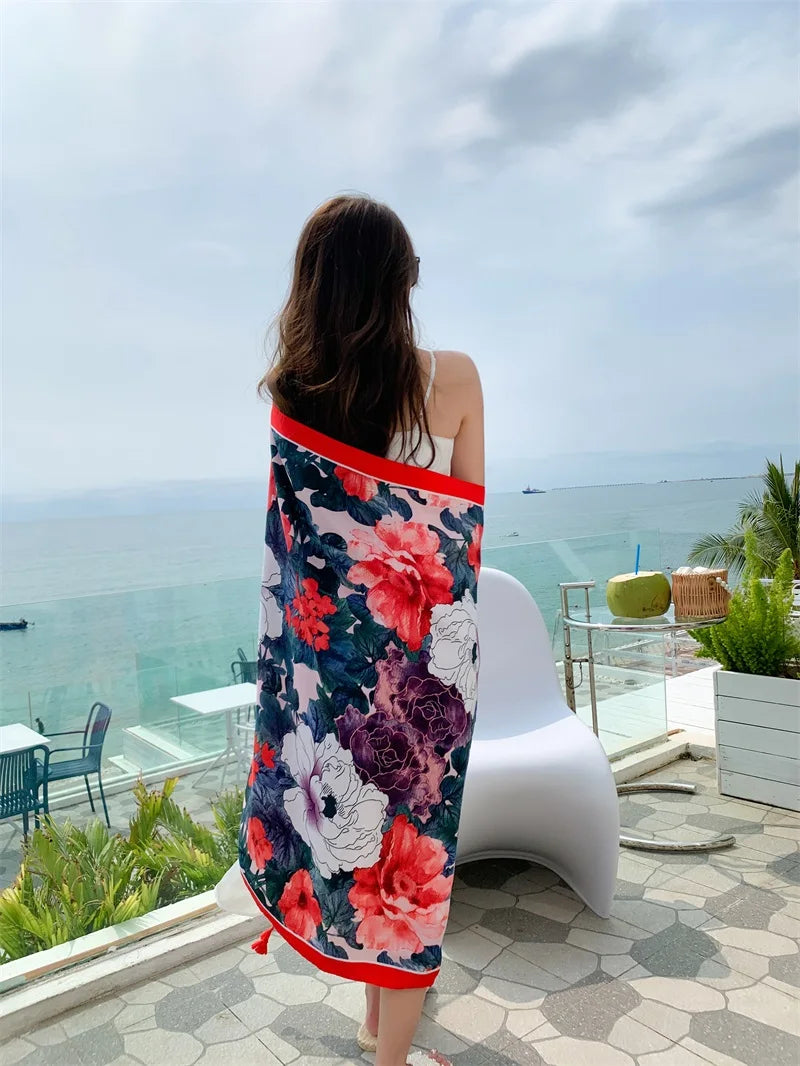 20 styles 90x180cm Cotton linen Summer Beach Dress Bikini Cover-ups Sarong Wrap Scarf Women Brazilian Swimsuit Bathing Cover Up