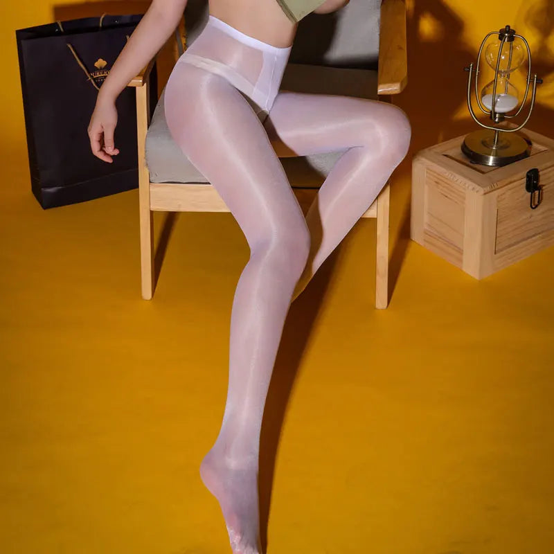 Shiny Transparent Black Skin White Women Stockings Sexy Elastic Ultra-thin Pantyhose Tights Female Long Sock Open Crotch