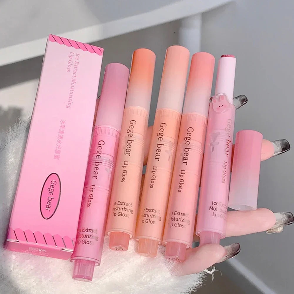 Jelly Pink Lipsticks Pen Moisturizing Lasting Mirror Water Light Solid Lip Gloss Glass Clear Lip Glaze Makeup Korean Cosmetics - Seprincess