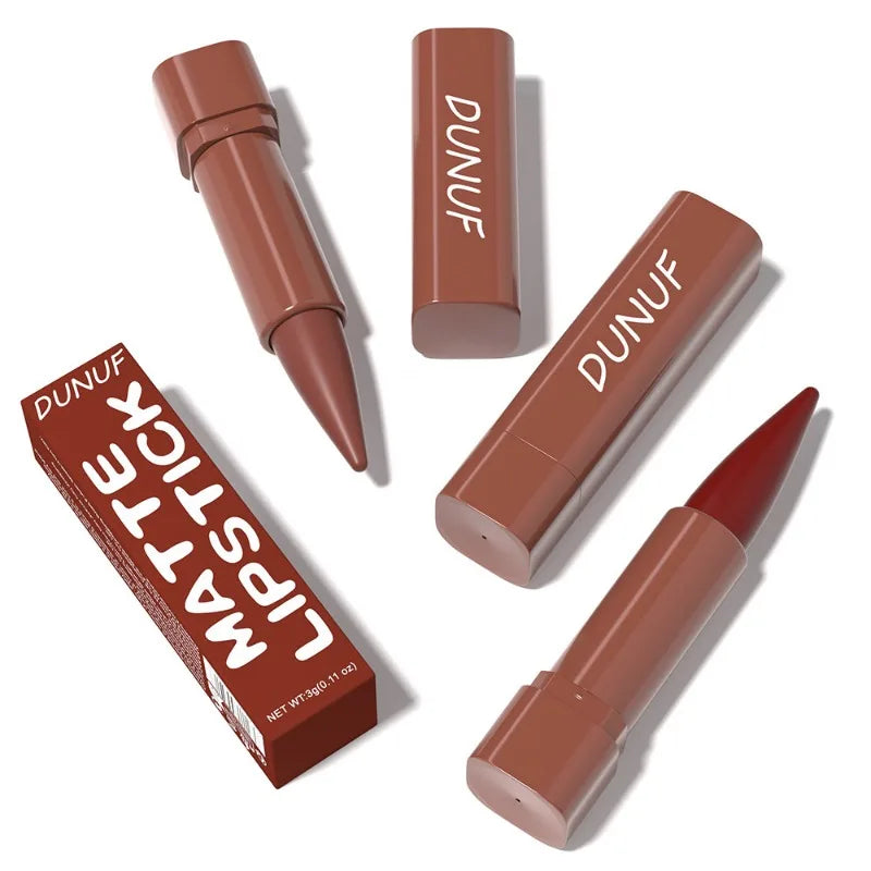 DUNUF Not-Fading Long Lasting Waterproof Velvet Matte Lipstick Lip Liner Makeup Sexy Non-stick Cup Lip stick Lipliner Cosmetics - Seprincess