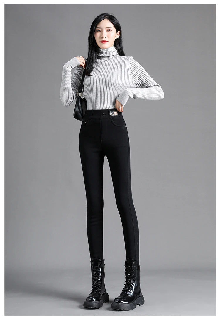 High Waisted Slim Small Leg Denim Jeans For Women New Black Gray High Stretch Pencil Pants Classic High Quality Brand