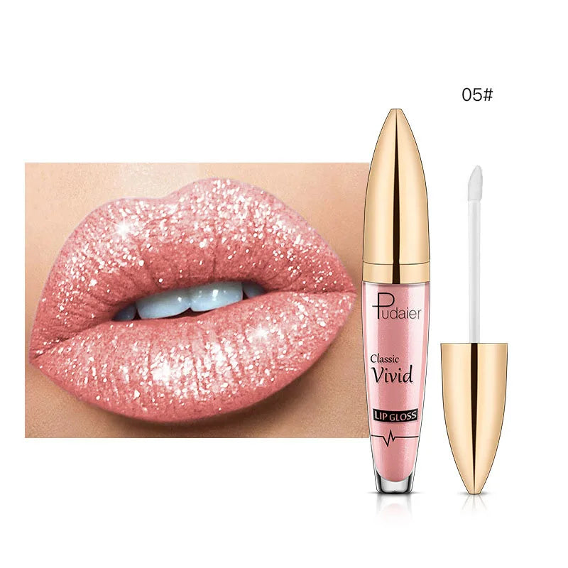 Diamond Lip Gloss Shimmer Pearlescent Waterproof Long Lasting Non-stick Cup Matte Glitter Liquid Lipstick Lip Glaze Lips Make Up - Seprincess