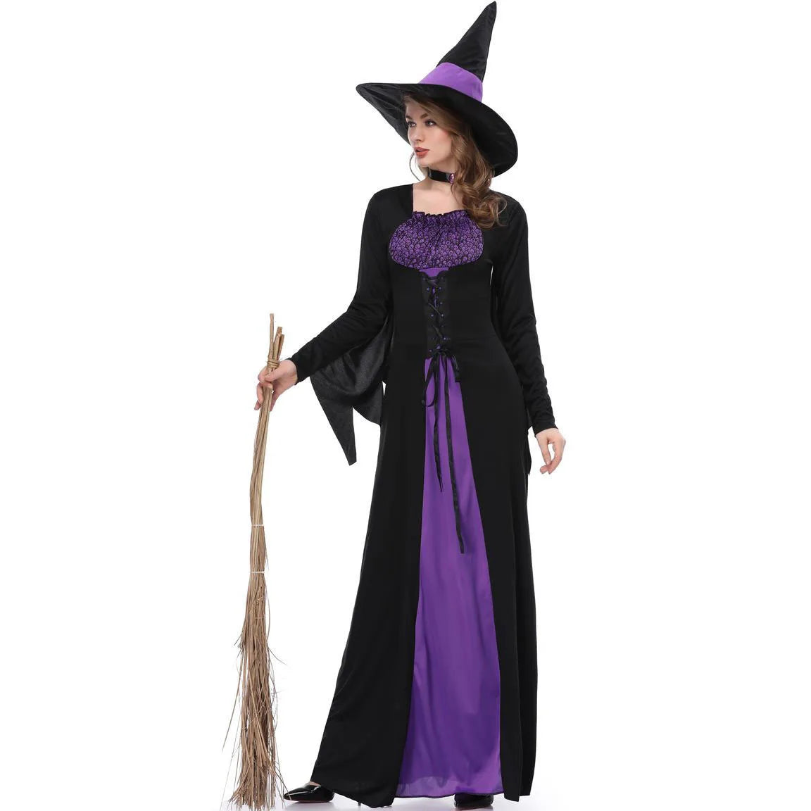 [You're My Secret] Halloween Witch Costumes for Women Adult Fantasy Vampire Witch Dress Up Carnival Performance Cosplay Dress - Seprincess