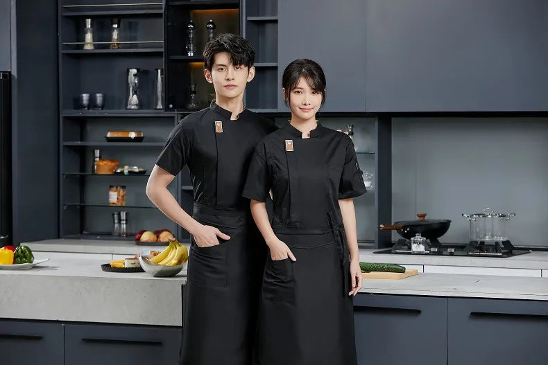 Black chef uniform Restaurant long Sleeve Cooking Coat Chef T-shirt Baker Work Uniform Hotel Kitchen Clothes Waiter Overalls - Seprincess