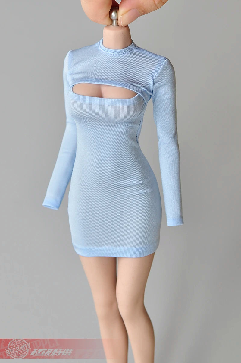 1/6 female sexy Clothes Female open chest Long T-shirt Long Dress fit 12'' TBLeague JIAOU DOLL action figure - Seprincess