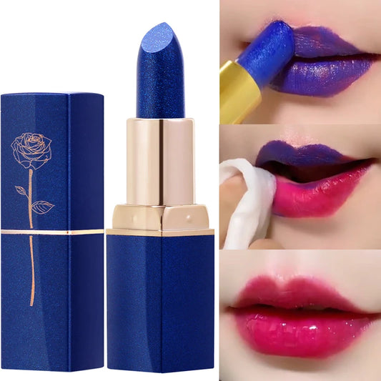 Blue Rose Lipstick Makeup Temperature Color Changing Lipstick Velvet Matte Moisturizing Waterproof Non-stick Cup Shiny Lipstick - Seprincess