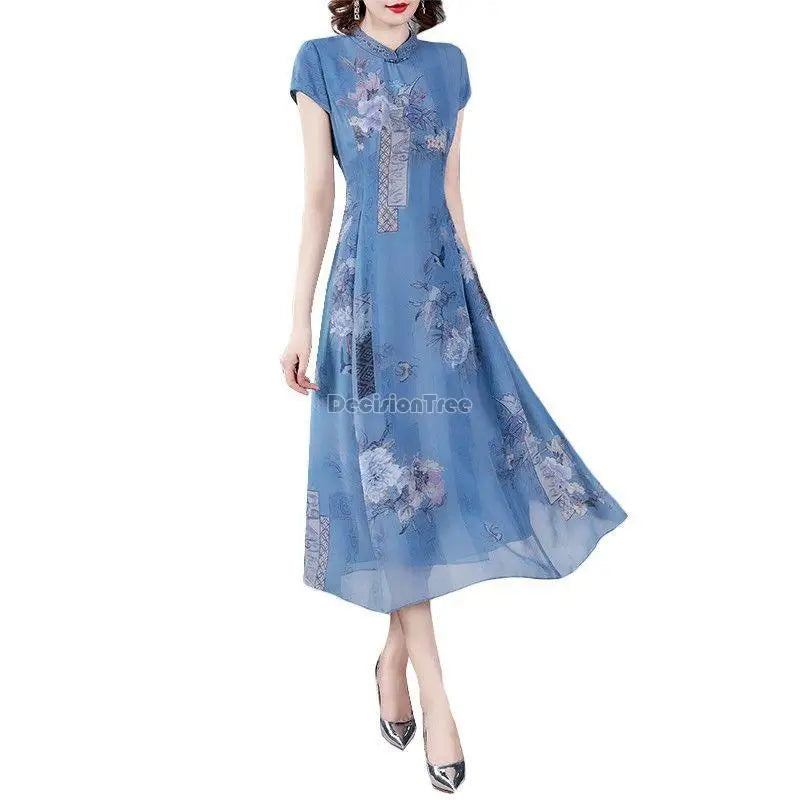 modern cheongsam dress women floral qipao chinese flower qipao party vintage ao dai dress elegant party dress oriental qipao - Seprincess