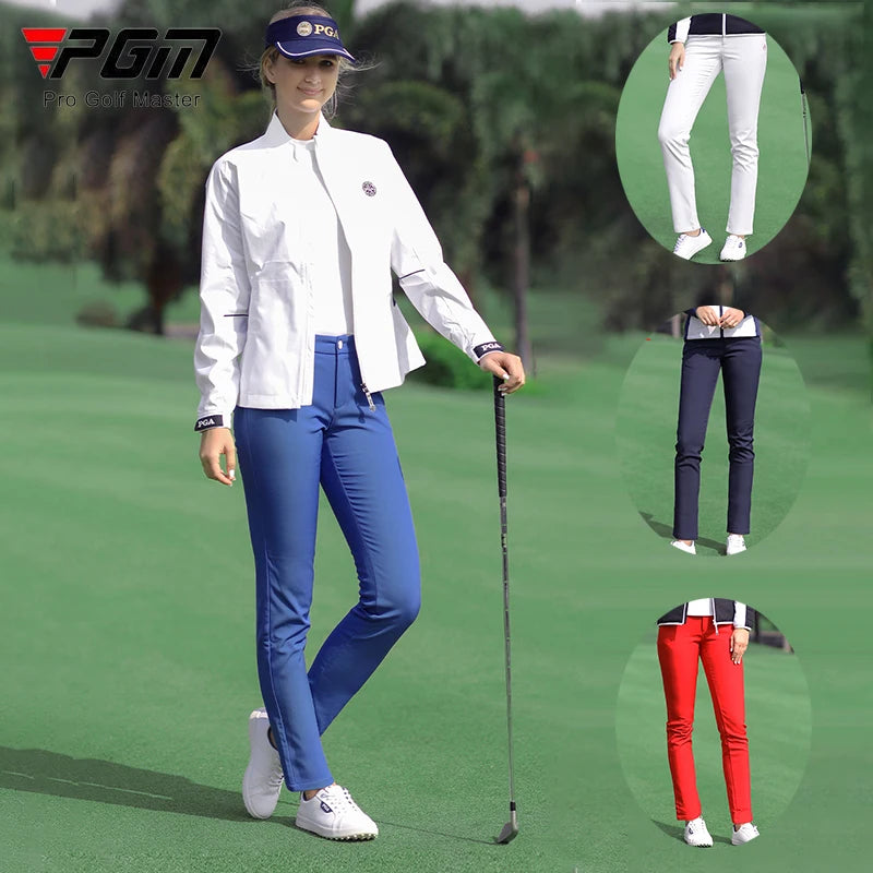 PGM Women Winter Golf Pants Lady Waterproof Warm Pant Fleece Snow Prevention Trousers Girls Elastic Straight Sweatpant XS-XXXL