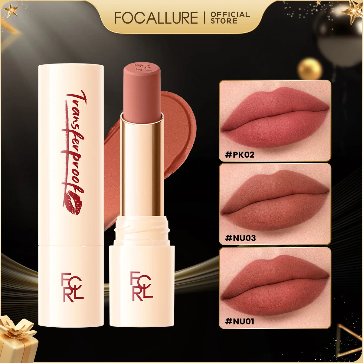 FOCALLURE Lightweight Matte Lipstick Waterproof Transferproof Lip Balm High Pigmented Moisturizing Lip Tints Makeup Cosmetics - Seprincess