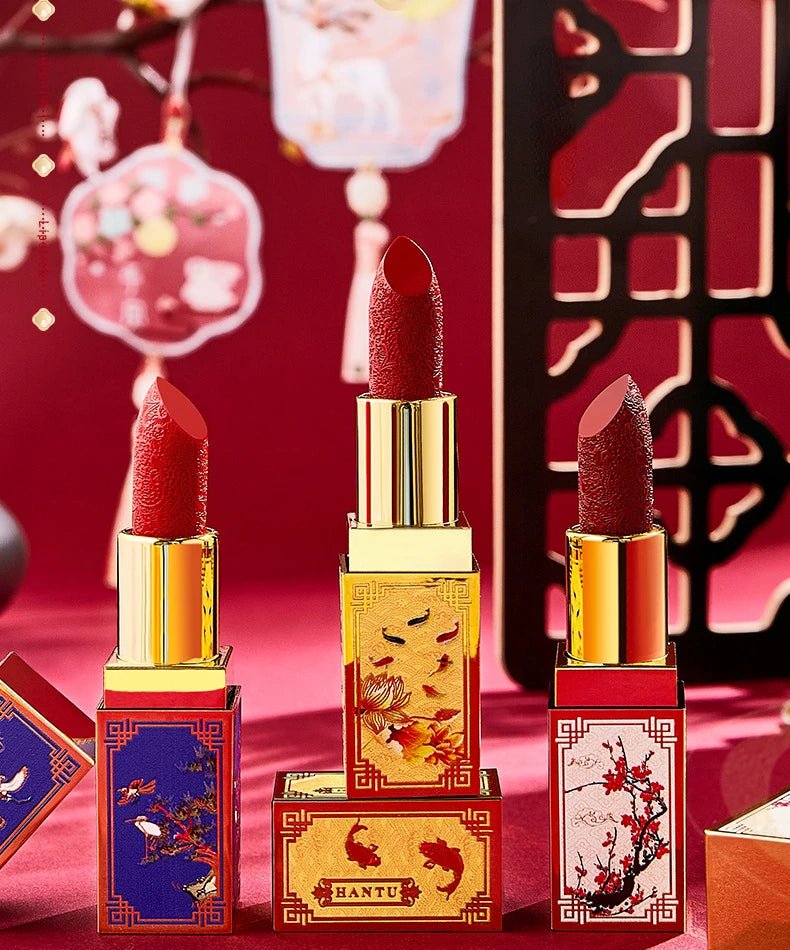 Chinese Style Carved Lipstick Set Forbidden City Christmas Gift Box Moisturizing Show Whiteness New Year Makeup Cosmetic - Seprincess