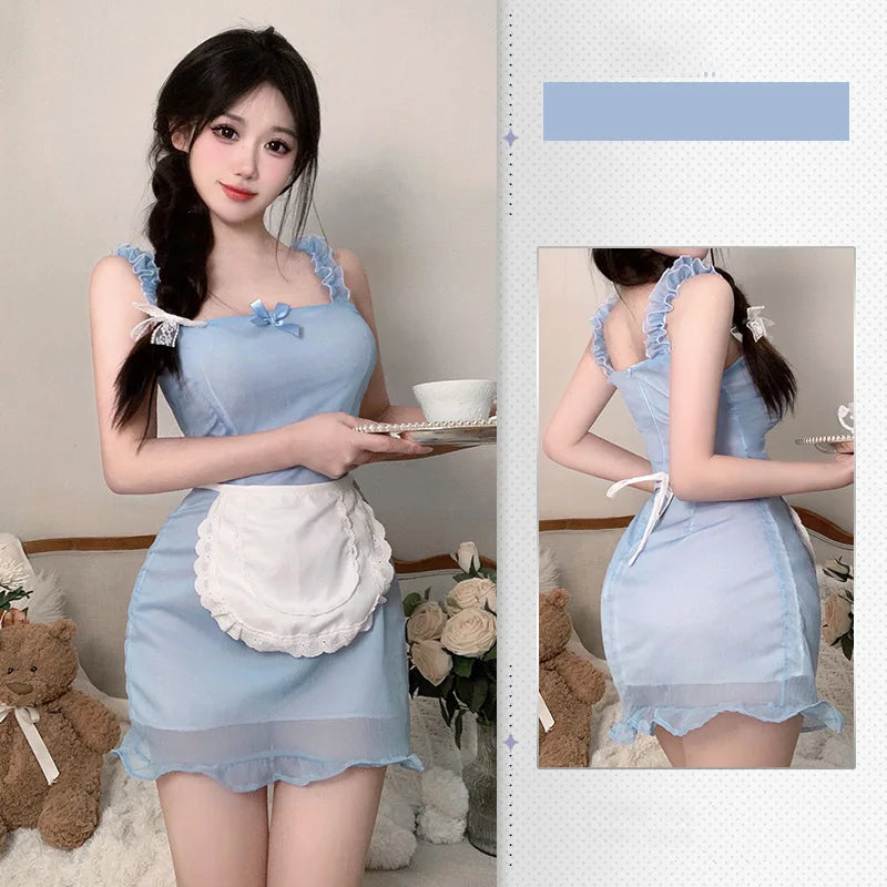 Dress Lace lace tight fitting maid outfit uniform seductive bag hip skirt Women's dress traffic store Party dress - Seprincess