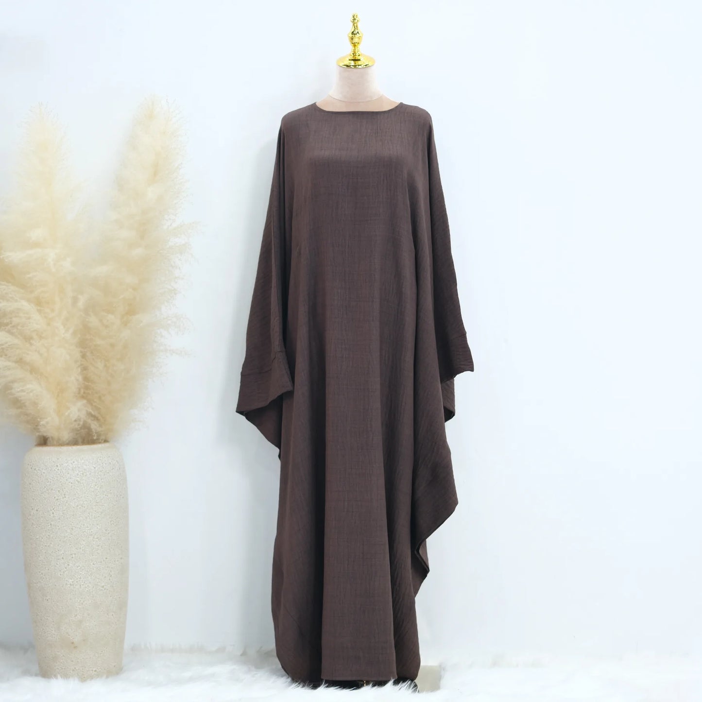 Linen Butterfly Batwing Abaya for Women, Ramadan, Eid Khimar, Dubai, Luxury, Turkey, Islam, Muslim, Kaftan, Modest Dress - Seprincess