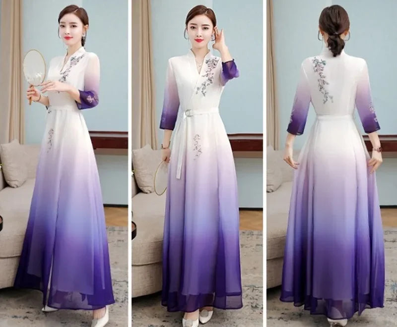 Vietnam Traditional Dress Chinese Style Aodai Cheongsam Qipao China Oriental Dress Vietnam Clothing Long Ao Dai Dress 10049 - Seprincess