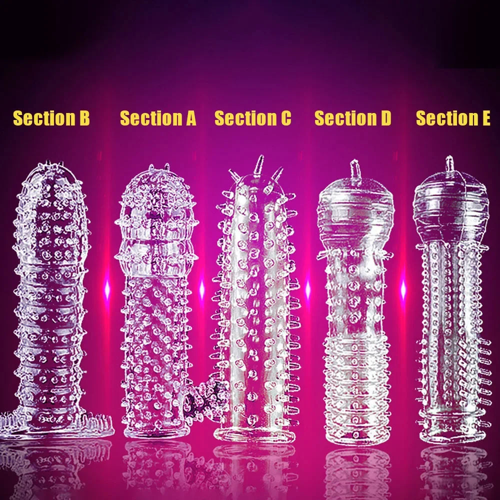 Spike Penis Sleeve Reusable Condoms Sex Toys for Men Delay Ejaculation Penis Sleeve Contraception Cock Ring Extender 남성전용기구 - Seprincess