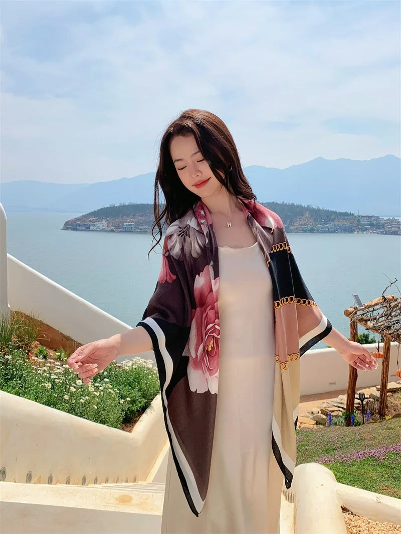 HOT 130x130cm large Velvet Texture Squar Travel Scarf Beach Dress Bikini Sarong Wrap Women Brazilian Swimsuit Bathing Cover-ups