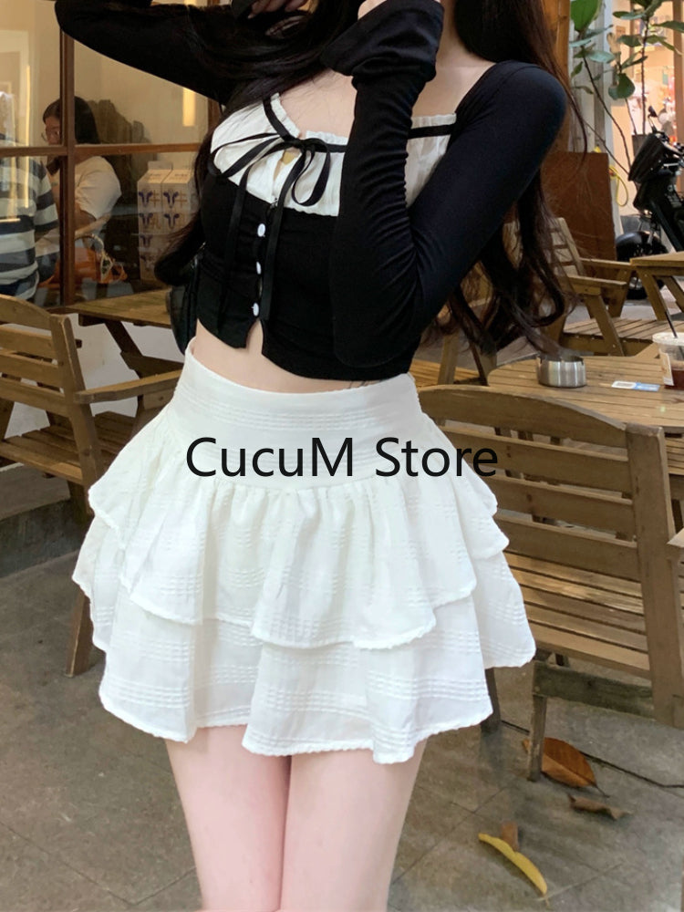 2024 Summer 2 Piece Set Sweet Women Casual Bow Shirts + Fairy Elegant Sexy Bodycon Mini Skirts Slim Beach Style Korean Suit - Seprincess