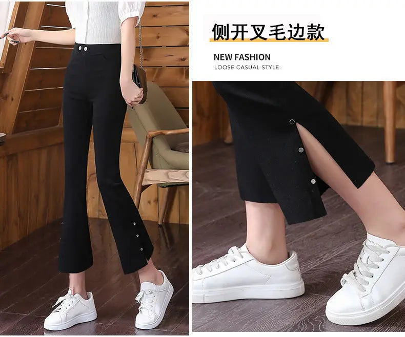 Split Flared Pants for Women High Waisted and Slim with a Base and Wide Legs Spring New Micro Flared Minimalist Casual Pants