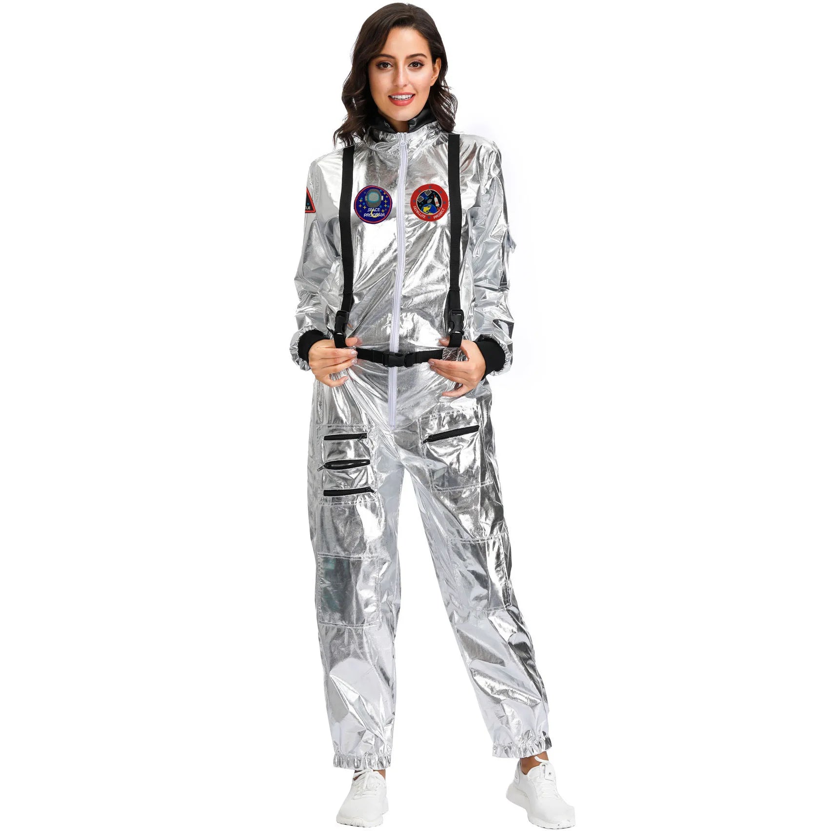 Halloween Christmas Silver Spaceman Men Women Space Suit Adult Children Astronaut Costume Family Party Dress Up Birthday Gift - Seprincess