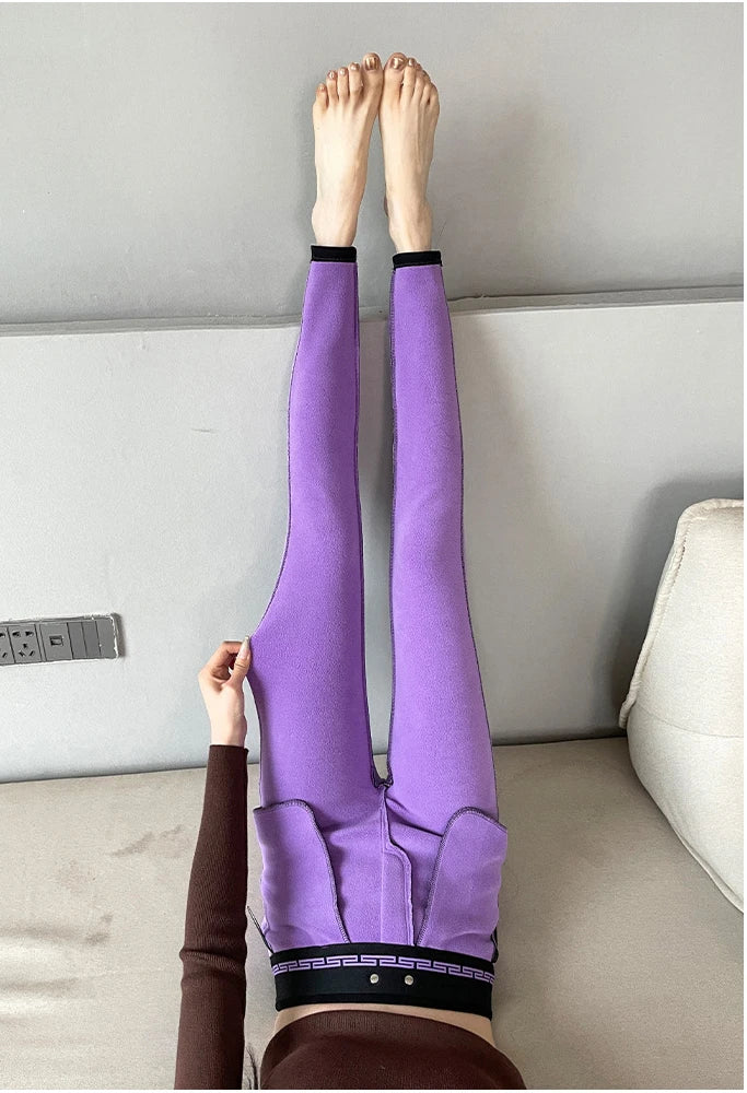 Women’s Winter Pants Thicken Fleece Slim Stretch High Waist Warm Thermal Leggings Pocket Sweatpants Women Velvet Pencil Pants