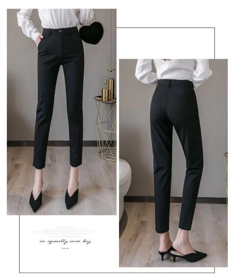 White Pants 2024 New Spring Summer High Waist Slim Stretch Pencil Pants Office Ladies Elegant Suit Pants Women Straight Trousers