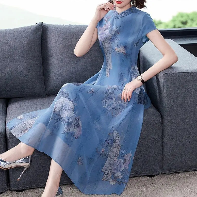 modern cheongsam dress women floral qipao chinese flower qipao party vintage ao dai dress elegant party dress oriental qipao - Seprincess