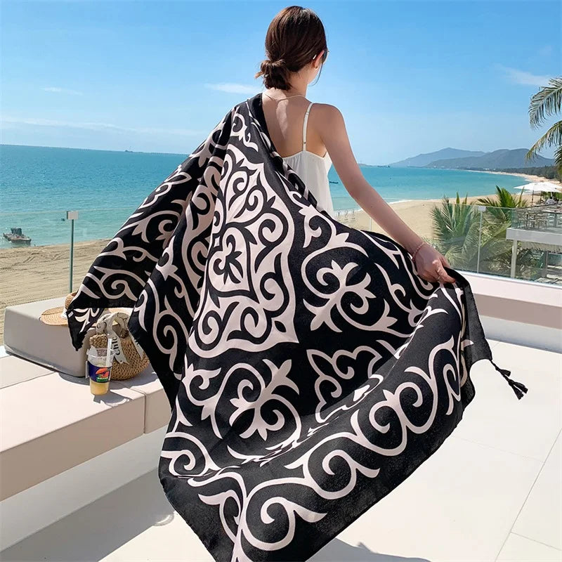 20 styles 90x180cm Cotton linen Summer Beach Dress Bikini Cover-ups Sarong Wrap Scarf Women Brazilian Swimsuit Bathing Cover Up - Seprincess