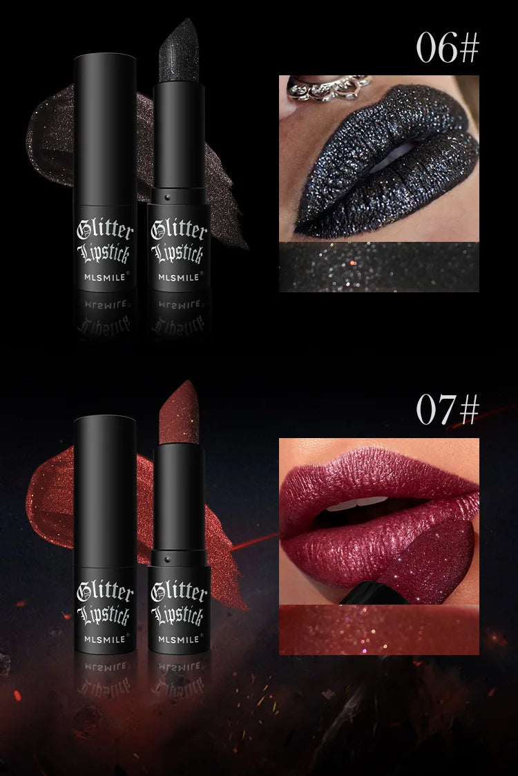 Glitter Waterproof Lipstick Nude Matte Long Lasting Not Fading Pearlescent Sexy Red Pink Velvet Lipsticks Lips Makeup Cosmetic - Seprincess