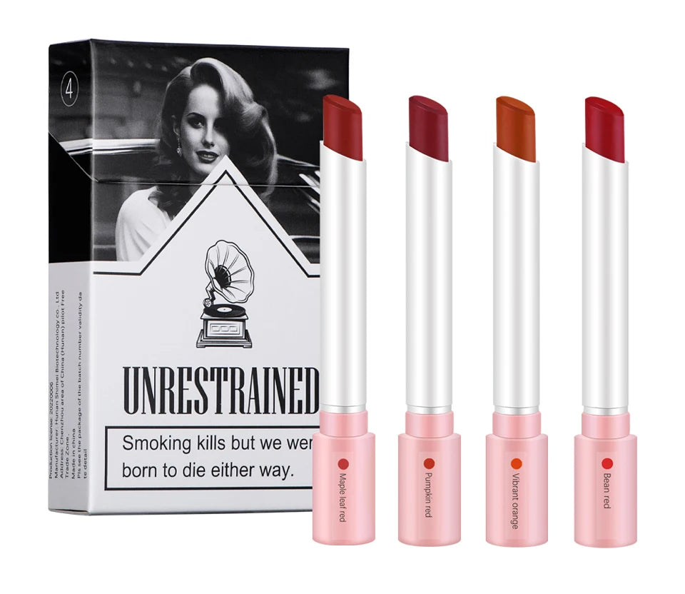 4 Colors Makeup Lipstick Cosmetics Lipstick Set Lip Tint Lip Gloss Waterproof Maquillaje Matte Long Lasting Make Up Pomade Kits - Seprincess