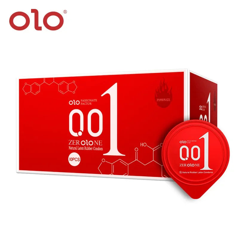 OLO Ultra Thin Condom 0.01 Feeling Penis Sleeve Hyaluronic Acids Rubber Latex Ejaculation Delay Dotted Condoms Intimate Sex Toy - Seprincess