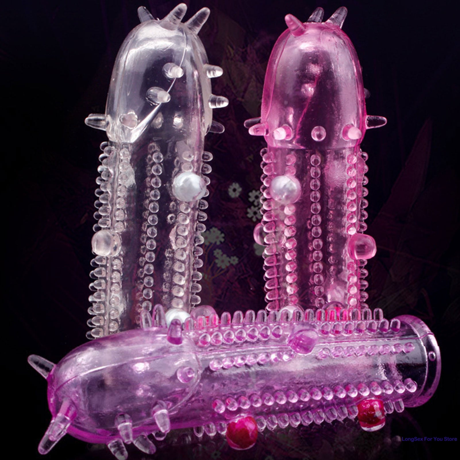 3D Large Particles Crystal Mace Penis Condoms with Spines Thick Penis Enlarger Delay Ejaculation Cock Ring for Sex Life Couples - Seprincess