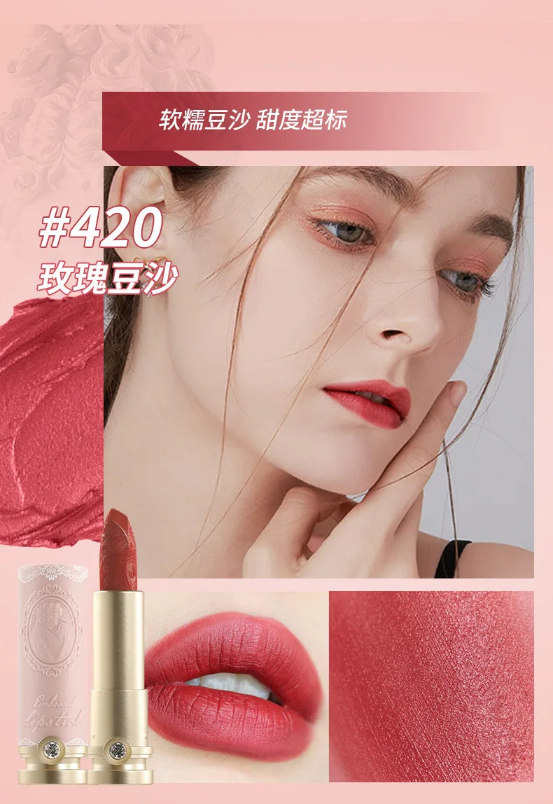 Artistic Embossed Lipstick MatteSexy Matte Lipsticks Waterproof Lip Gloss Long Lasting Liquid Lipstick Korean Makeup Cosmetics - Seprincess