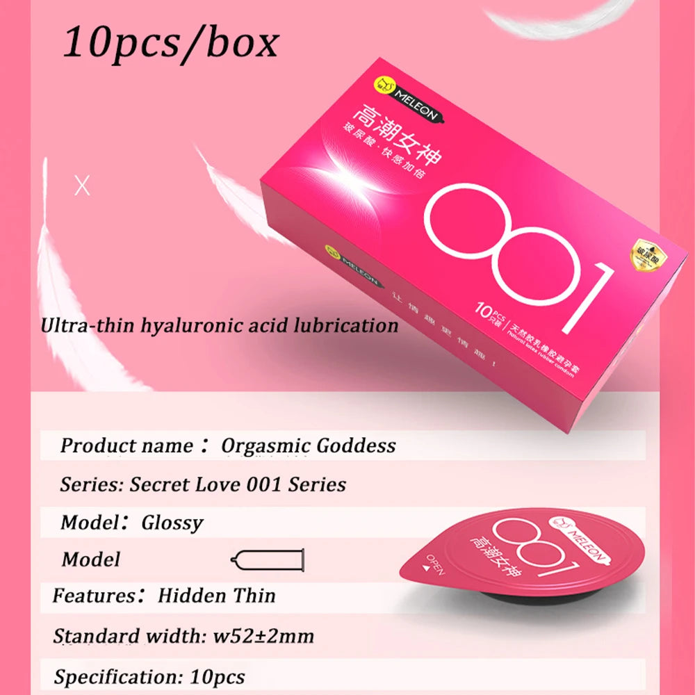 Hyaluronic Acid Condom Male Ultra-thin 001 Invisible Condom Adult Natural Latex 52mm Penis Sleeves Lubricated Safer Sex Products - Seprincess