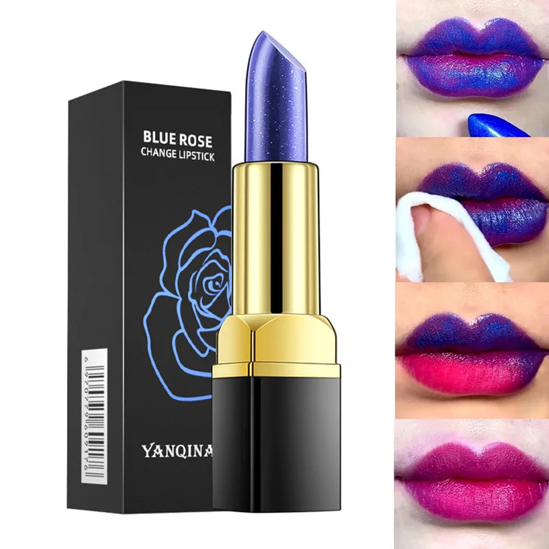 Temperature Color Change Lipstick Blue Shimmer Lipstick Blue Changed Into Pink Lip Stain Gloss Moisturizing Lip Balm Tint Makeup - Seprincess