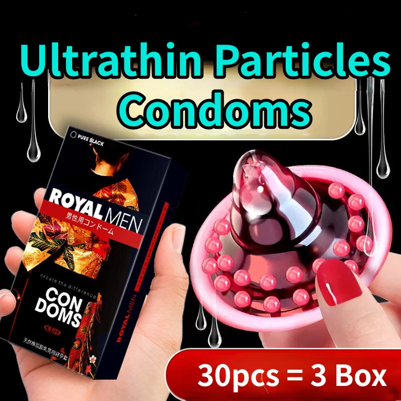 30PCS Condoms for Man Adult Sex Toys 001 Ultra Thin Large Particle Penis Sleeve Condones Lubricated Natural Latex Condom Sexshop - Seprincess