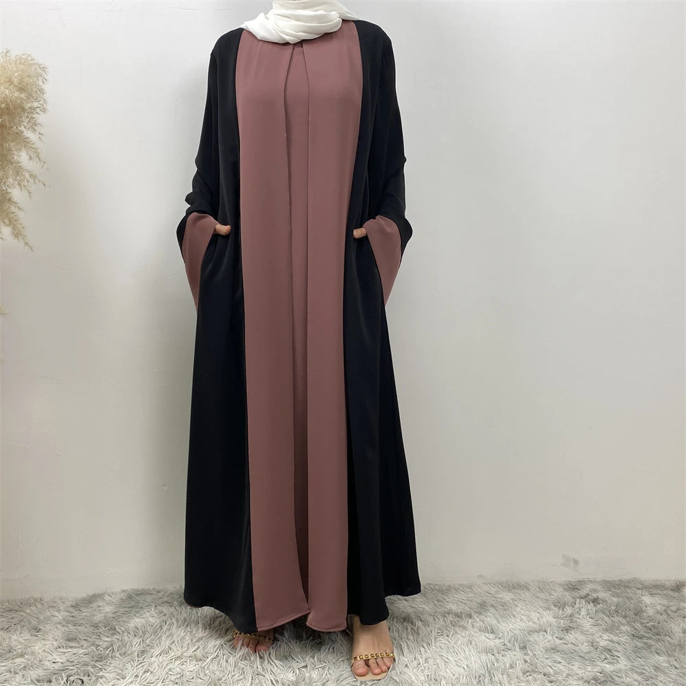 Ramadan Eid Muslim Abaya Dubai Luxury Splicing Fake Two Pieces Abayas For Women Kaftan Modest Dress Islam Caftan Marocain Femme - Seprincess