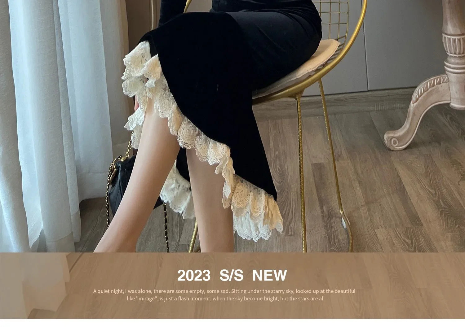 Elegant French Haban Style Fish Tail Skirt Spring Autumn Soft High Class Square Collar Long Sleeve Black Velvet Long Dress - Seprincess