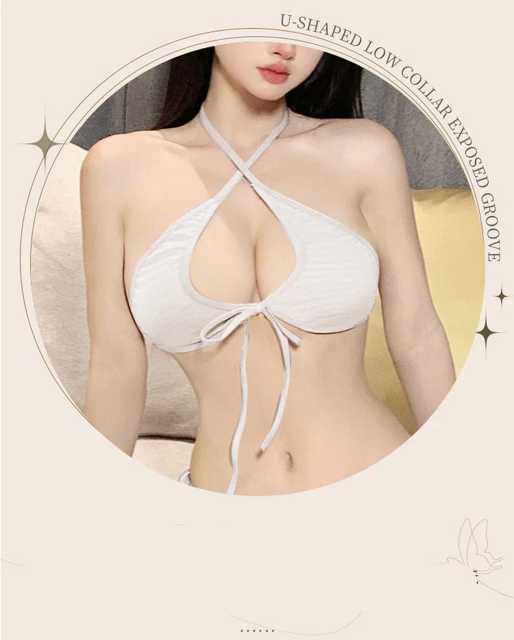 Bra Set Bikini revealing deep V-strap fetish sexy adult womens clothing lingeries sexy female sexy and female underwear - Seprincess