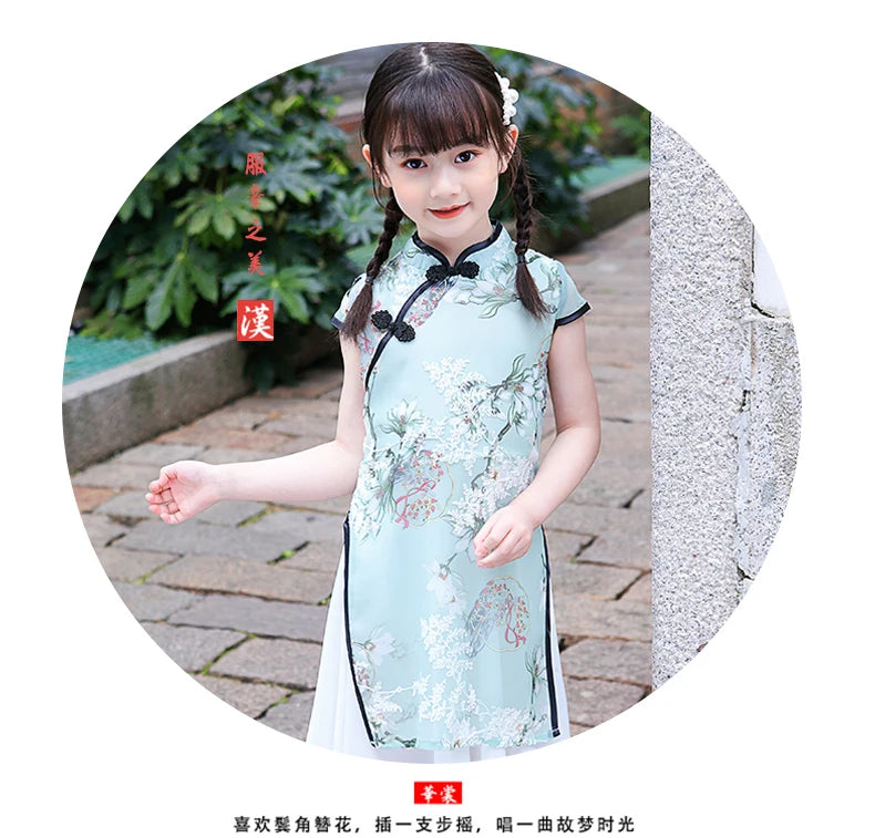 1pcs/lot chinese style children Girl Traditional Cheongsam Hanfu Dress Kids Princess Costume - Seprincess