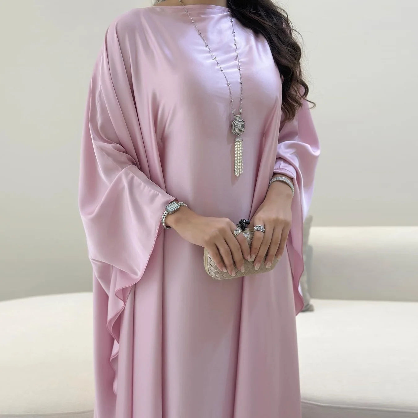 Shiny Satin Abaya Butterfly Dress Simple Saudi Muslim Abayas Dubai 2024 Luxury African Dresses for Women Turkish Islamic Clothes - Seprincess