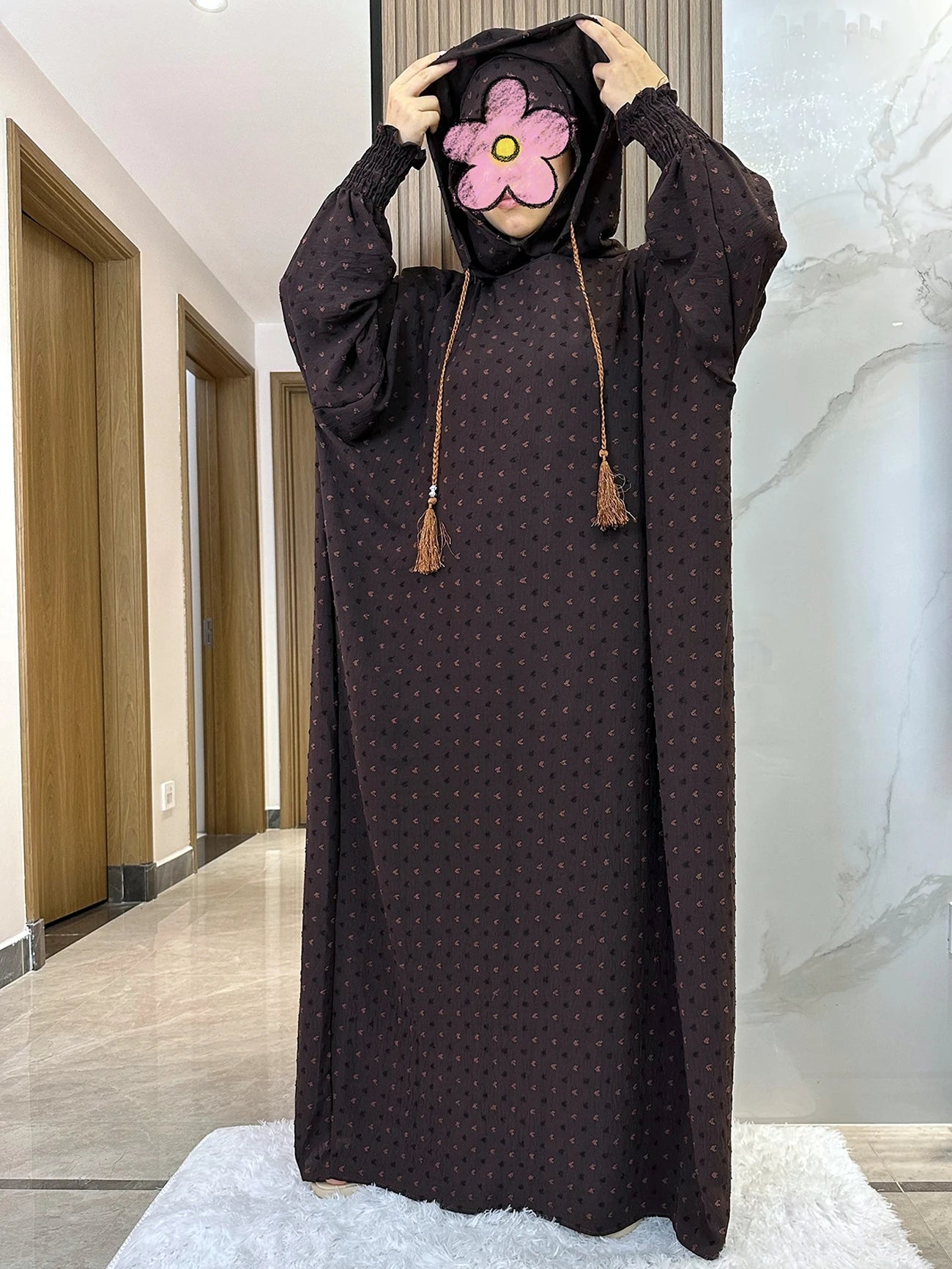 New Ramadan Muslim Two Hats Abaya Dubai Turkey Islam Prayer Clothes Solid Cotton Fabric Dresses Islam Women Dress Kaftan